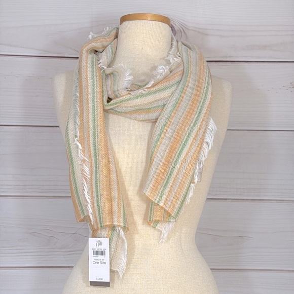 J. Jill Accessories - NWT J. Jill Vanilla Mint Sriped Scarf Made in Italy